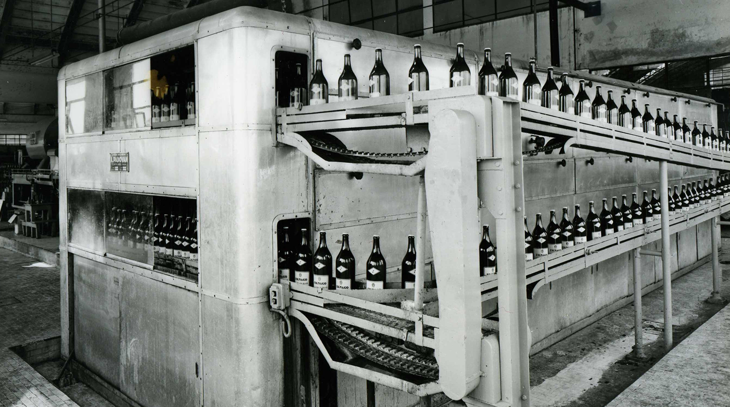 historical picture showing wine bottles